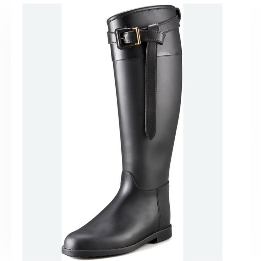 Burberry Rubber Roscot Belted Rain Boots – Size 8